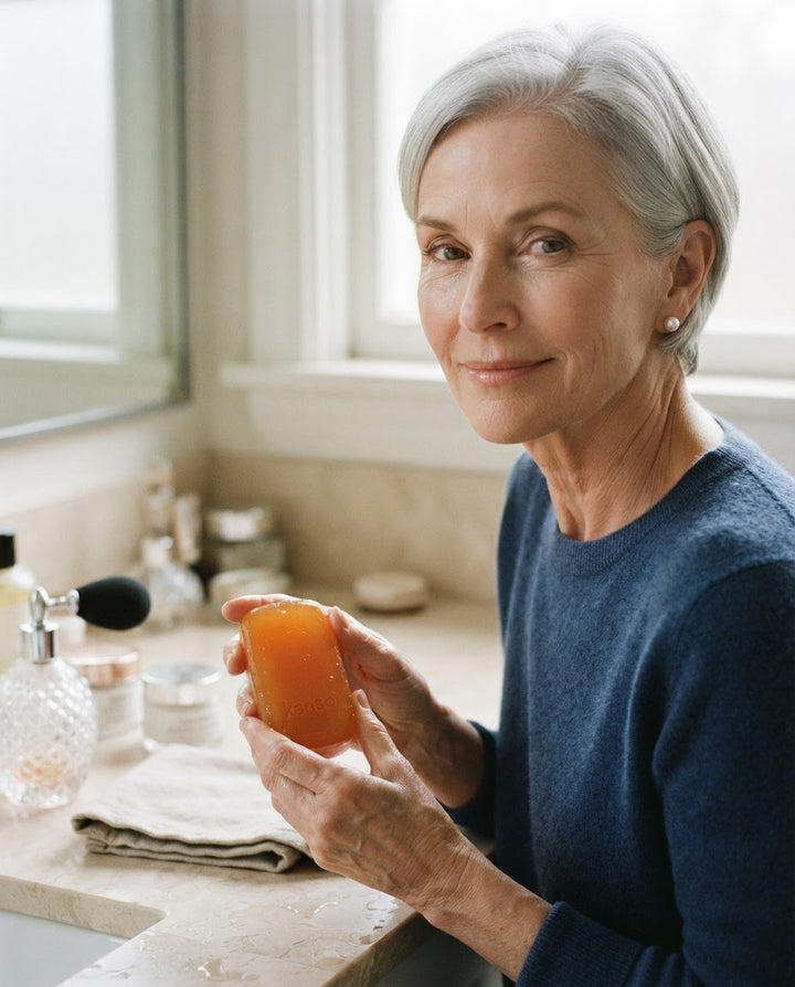 Sample review photo: woman holding the aki persimmon bar