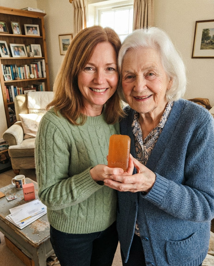 Sample review photo: woman and her mother with the aki persimmon bar